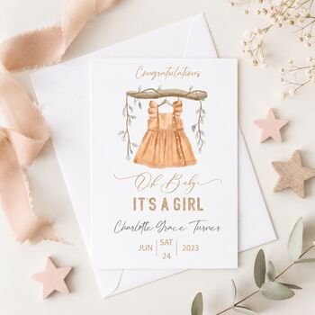 Personalised New Baby Girl Congratulations Card, 3 of 6