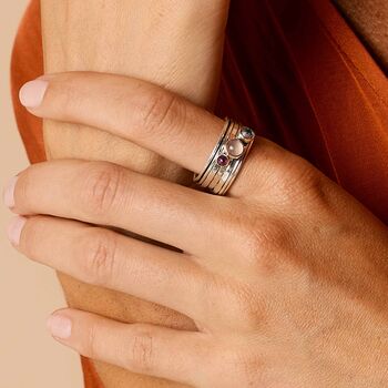 Ibiza Sunset Pink And Blue Gemstone Sterling Silver Spinning Ring, 4 of 6