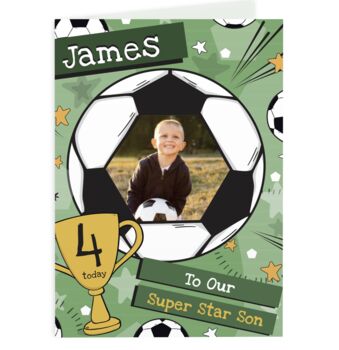 Personalised Photo Football Birthday Card, 4 of 6