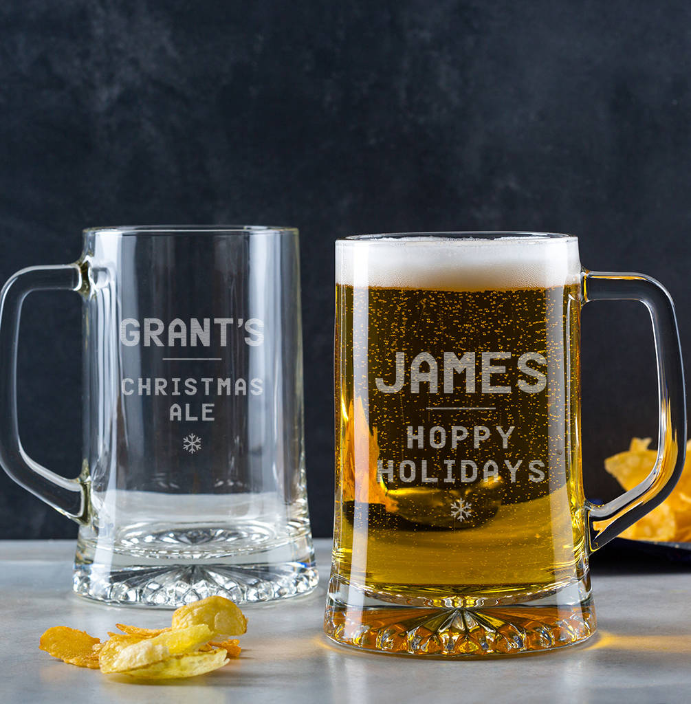 Personalised Christmas Pint Glass Tankard For Him By Dust and Things ...