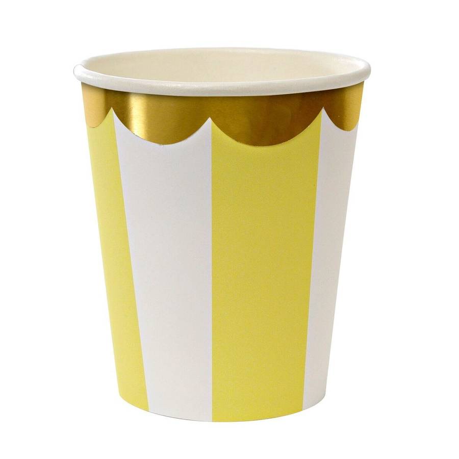 Striped Yellow Party Paper Cups By Postbox Party