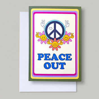 Peace Out Funny Retro Goodbye Retirement Leaving Card, 2 of 2