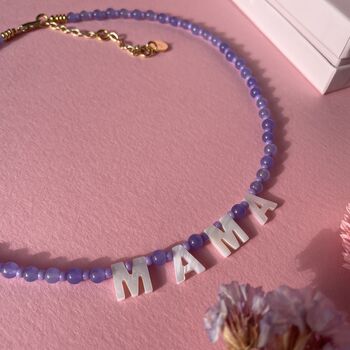Mother Of Pearl Personalised Beaded Name Necklace, 3 of 6