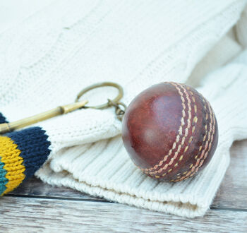 Vintage Replica Cricket Ball Keyring, 5 of 5