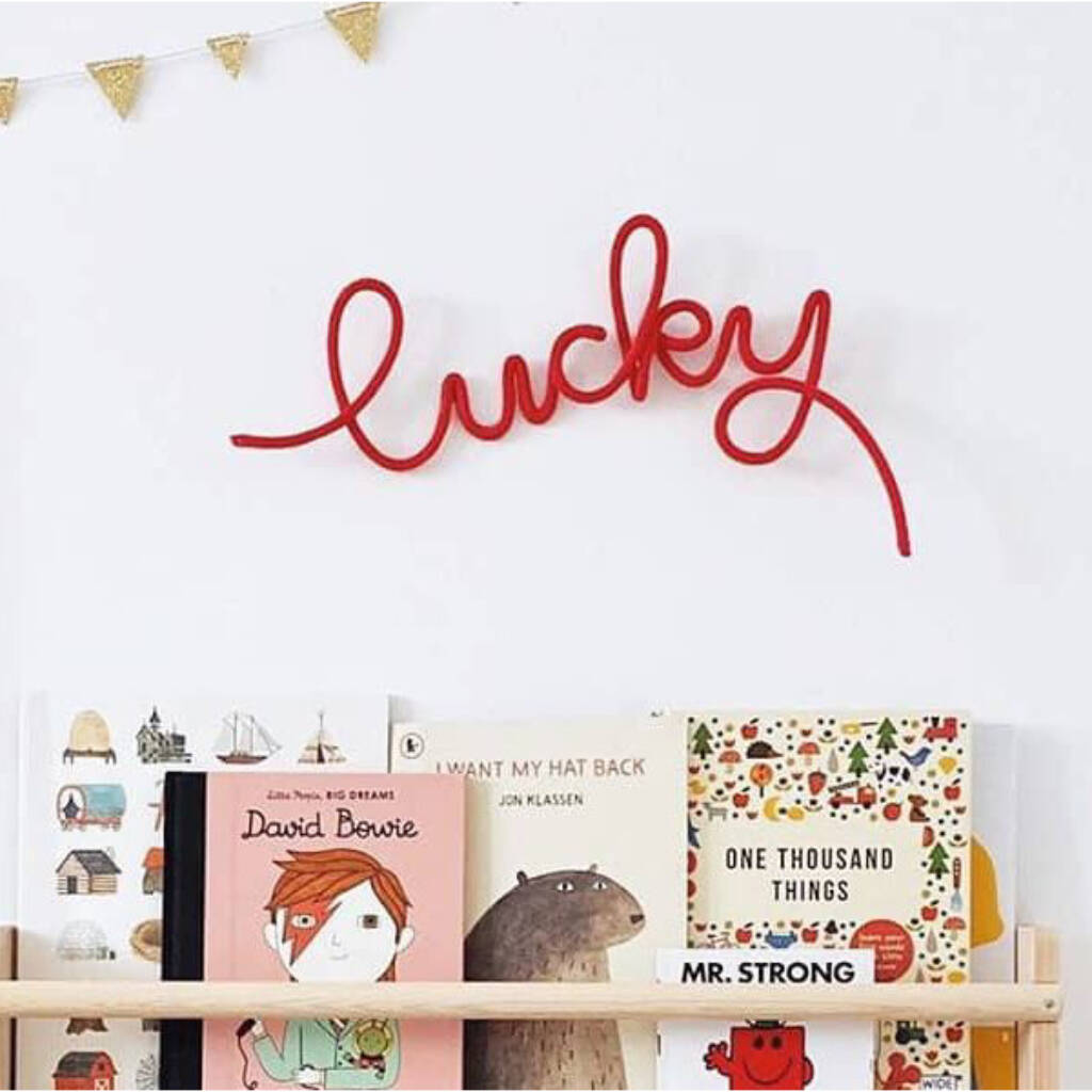 'Lucky' Wire Word Sign For Kids Room, 1 of 2