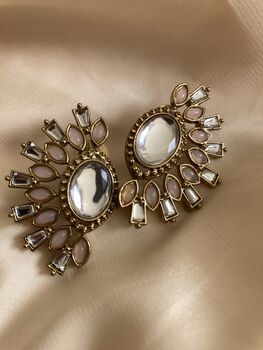 Pink Kundan Statement Lightweight Earrings, 4 of 5
