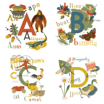 Personalised Children's Picture Alphabet Wall Art Print, 5 of 10