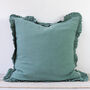 Sea Green Linen Ruffle Cushion, thumbnail 2 of 2