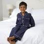 Boy's Personalised Navy Cotton Pyjamas, thumbnail 9 of 10