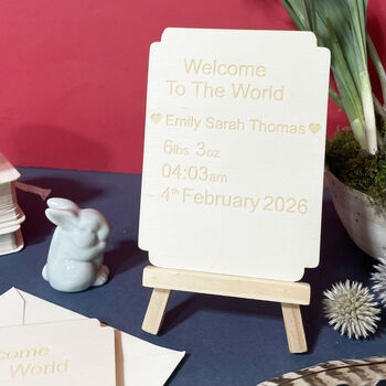 Personalised Wooden New Baby Keepsake Plaque, 2 of 9