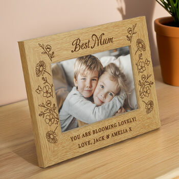 Personalised Wild Flowers 6x4 Oak Finish Photo Frame, 4 of 5