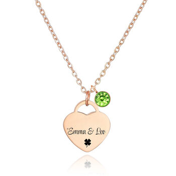 Personalised Name Heart Pendant Necklace With Birthstone Symbol, 4 of 5