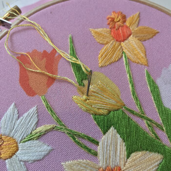 Daffodils And Tulips Embroidery Kit, 2 of 5