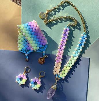 Handmade Pastel Rainbow And Pearl Flower Earrings, 5 of 8