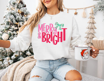 Merry And Bright Festive Christmas Jumper For Women, 6 of 8