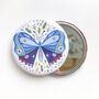 Blue Patterned Butterfly Pocket Mirror, thumbnail 1 of 4