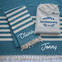 Personalised Beach Towel Set, 2nd Anniversary Gift Set, thumbnail 2 of 4