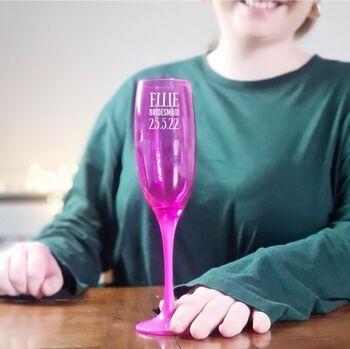 Personalised Pink Champagne Glass Gift For Bridesmaid, 4 of 9