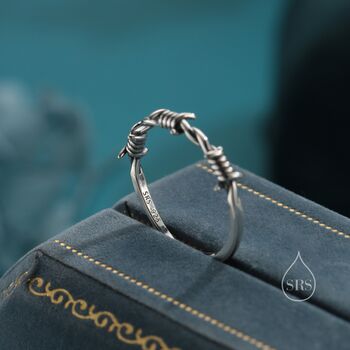 Sterling Silver Barbed Wire Ring In Sterling Silver Oxidised Finish, 2 of 12