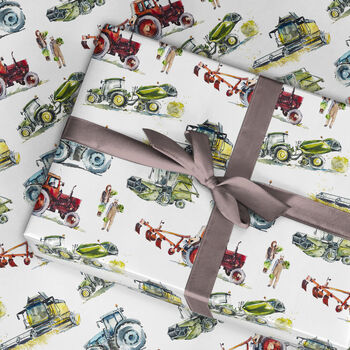 Tractor Wrapping Paper Roll Or Folded, Farm Gift Wrap, 2 of 3