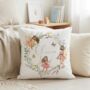 Kids Personalised Fairytale Garden Wreath Name Cushion, thumbnail 1 of 7