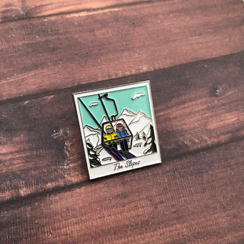 Snow Skiing Photograph Enamel Pin, 6 of 8