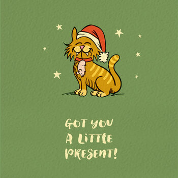 Funny Cat Lovers Christmas Card ‘Present’, 2 of 3