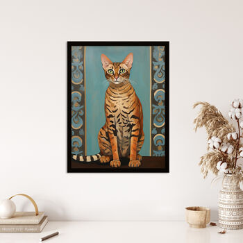 Bengal Beauty Tabby Cat Lover Portrait Wall Art Print, 4 of 6