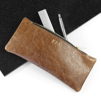 Monogrammed Luxury Leather Pencil Case, 6 of 12