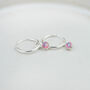 Sterling Silver And Birthstone Mini Hoop, thumbnail 4 of 11