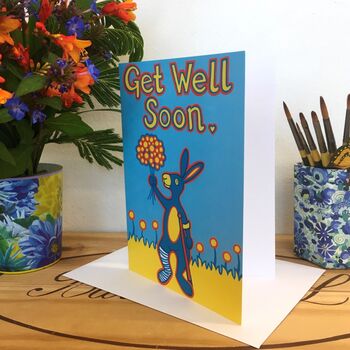 Get Well Soon Rabbit Themed Greetings Card, 3 of 3