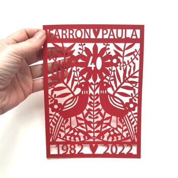 Personalised Ruby Anniversary Paper Cut Art, 4 of 10