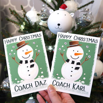 Personalised Snowman Football Christmas Card, 11 of 12