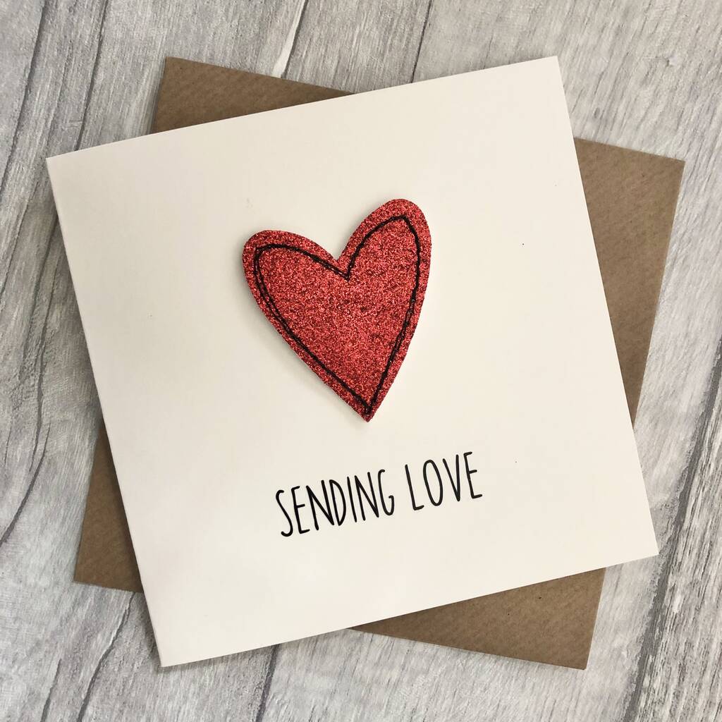 Sending Love Glitter Heart Birthday Card, 1 of 3
