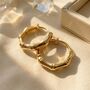 24ct Gold Plated Tiny Bamboo Huggie Earrings, thumbnail 1 of 3
