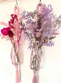 Purple Dried Flower And Macrame Hanger, 2 of 4