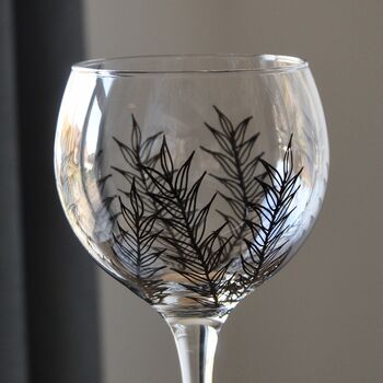 Monochrome Leaf Hand Painted Gin Glass, 3 of 7