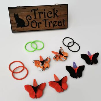 Halloween Fabric, Origami Butterflies, Hair Clip/Bands, 8 of 11