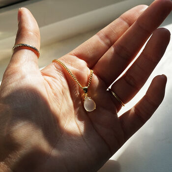 Natural Moonstone Pendant Necklace, 24k Plated, 3 of 6