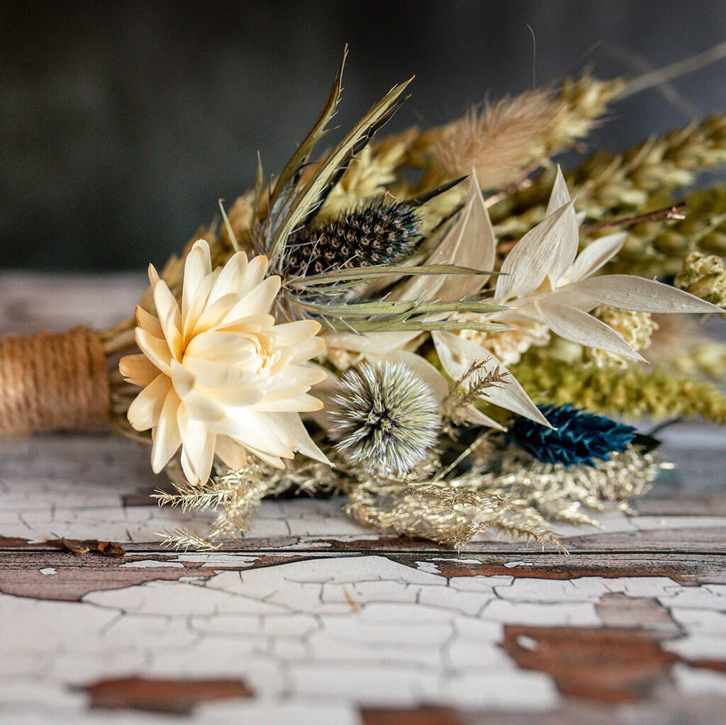 Small Dried Flower Posy With Thistles, 1 of 3