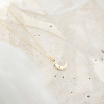 Solid Gold Crescent Moon Necklace, 4 of 11