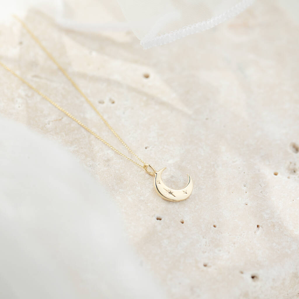 sterling silver and 14k gold crescent moon necklace, celestial jewelry,  long chain necklace, large modern two tone pendant, gifts for her