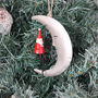 Santa And Moon Christmas Tree Decoration, thumbnail 1 of 3