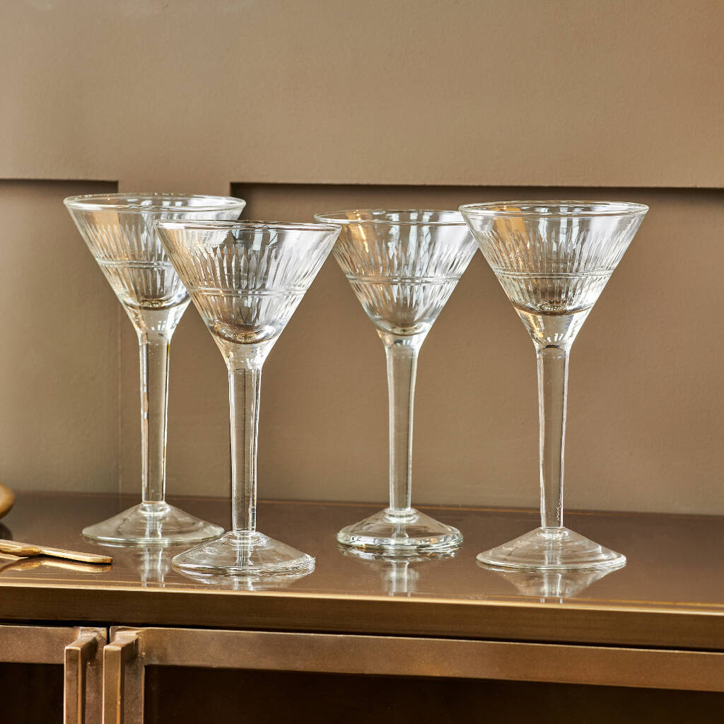 Set Of Four Etched Cocktail Glasses By all things Brighton beautiful