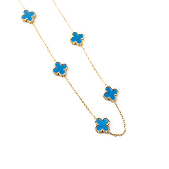 Clover Necklace Gold/Blue, 3 of 3