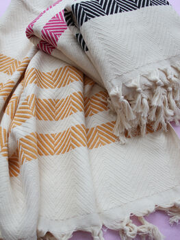 Handwoven Boho Design, Soft Cotton Throw Blanket, 10 of 11