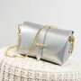 Silver Smooth Leather Chain Strap Evening Bag, thumbnail 1 of 10