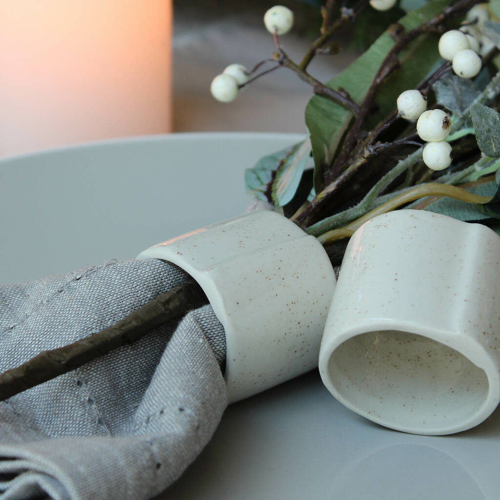 Natural Ceramic Napkin Ring Set By Marquis & Dawe