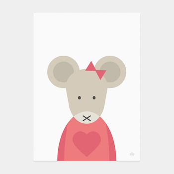 Pink Heart Mouse Art Print, 4 of 6