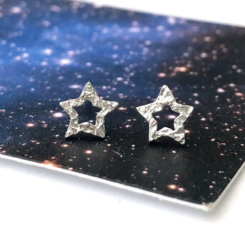 Sterling Silver Mini Hollow Star Earrings, 5 of 9